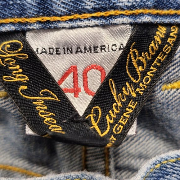 Lucky Brand Jeans Vintage Straight Leg Mens Sz 40 Made USA 34" Inseam Blue Denim - Picture 5 of 12